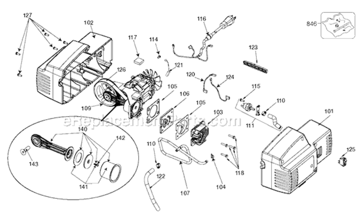 Page A Diagram and Parts List for C2005 Type 2 Porter Cable Compressor